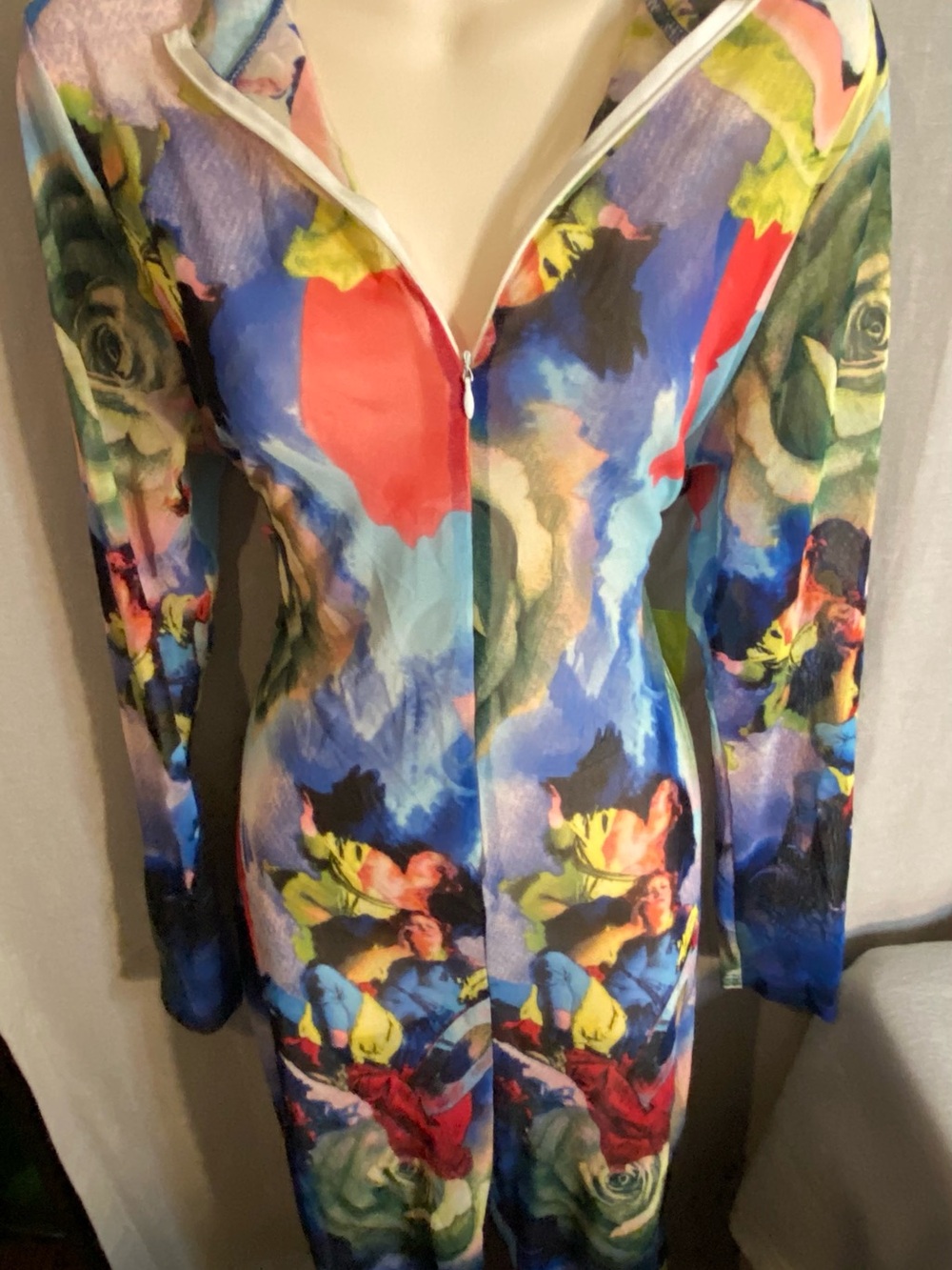 Women’s Multicolor Printed Zip-Front Jumpsuit
